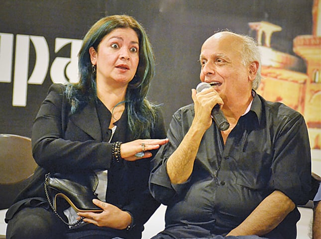 POOJA and Mahesh Bhatt answer questions by the media at Napa on Tuesday.—Fahim Siddiqi / White Star