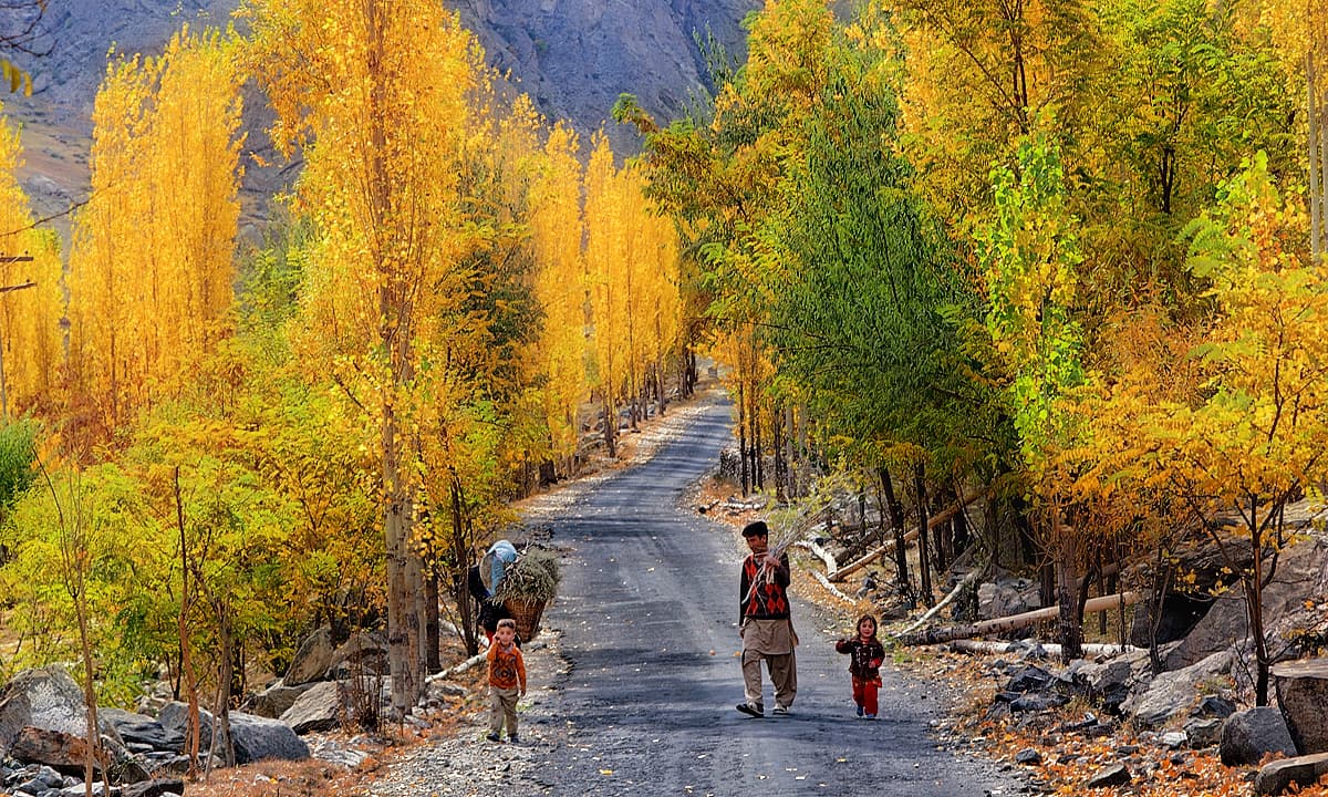 Road in Skardu in autumn. — S.M.Bukhari