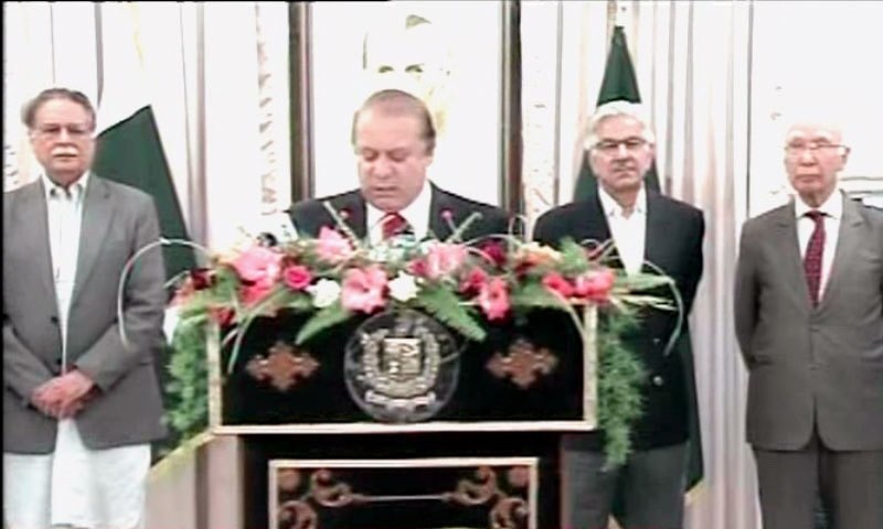 Nawaz Sharif gave a policy statement after doing consultation with Military leadership. -DawnNews screengrab