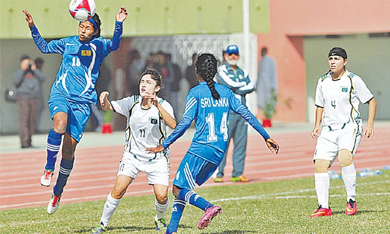 Pakistan and Sri Lanka during the SAFF Women’s Championship opener in Islamabad in Dec, 2014
