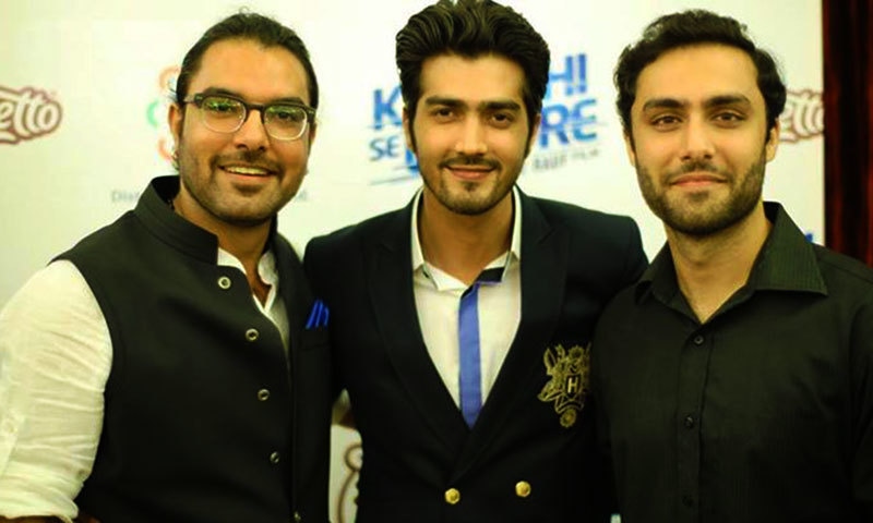 Yasir Hussain, Shehzad Sheikh and Ahmed Ali at the trailer launch. — Photo courtesy: KSL's Facebook page