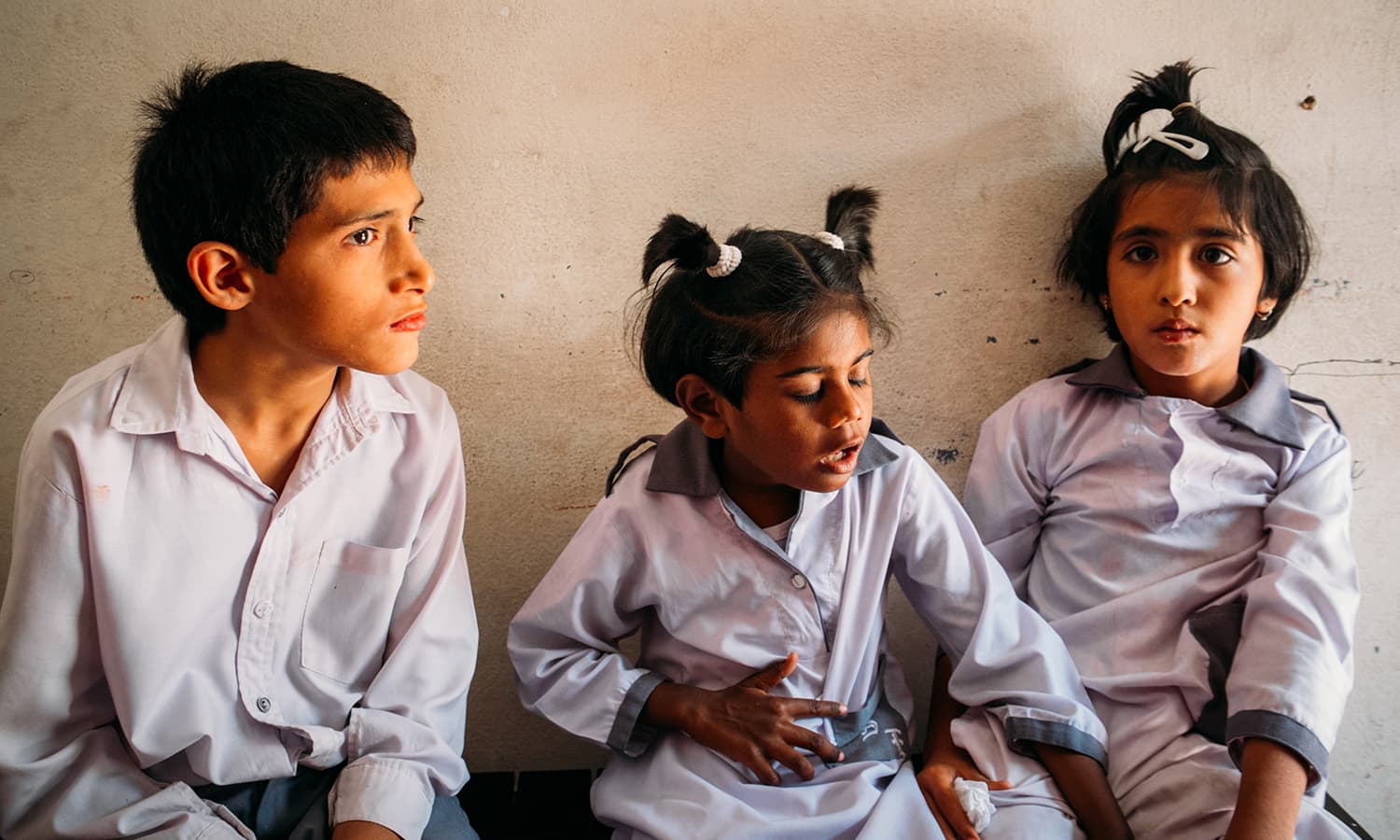 A group of kids take some time out.