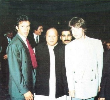 From L-R: Imran Khan, Nusrat Fateh Ali Khan and Mick Jagger. —Photo courtesy: Twitter