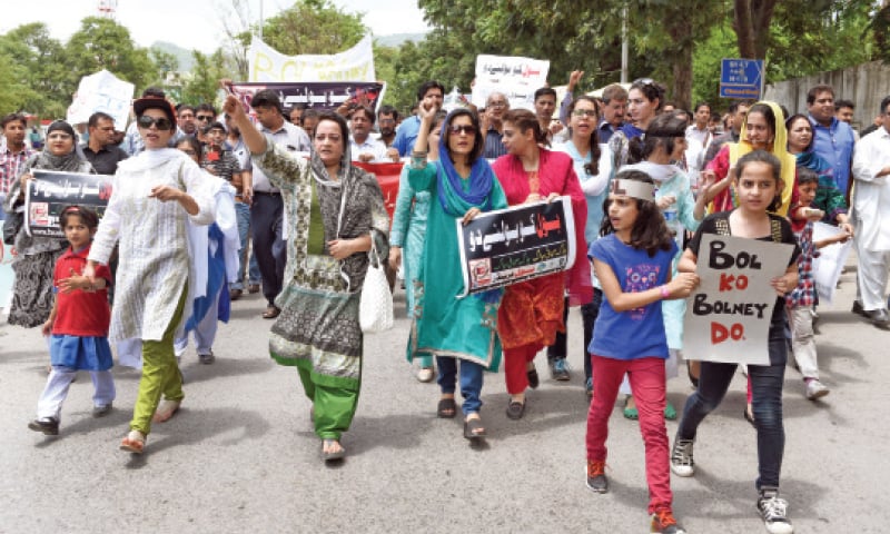 Families of Bol employees demonstrate outside National Press Club. —White Star