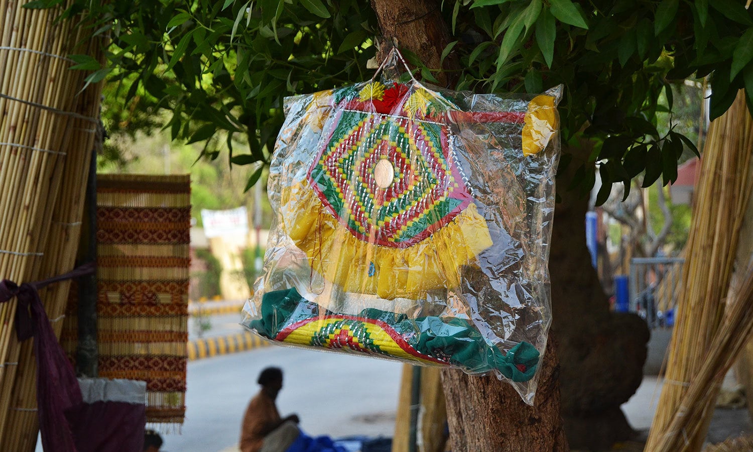 A decorative fan. Such objects are quite popular in Sindh.