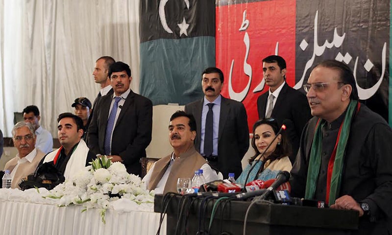 PPP Co-Chairman Asif Ali Zardari addressing PPP FATA office bearers in Islamabad. - INP