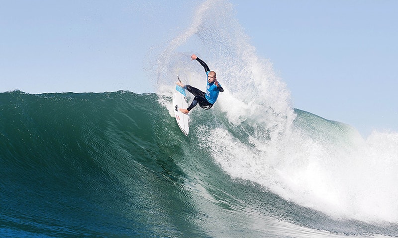World Surf League (WSL) shows Australian surfer Mick Fanning competing before he was attacked by a shark during the J-Bay Open final - AFP
