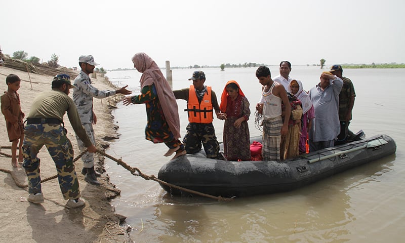 Rescue teams evacuated 655 residents from different villages of Khairpur. —PN