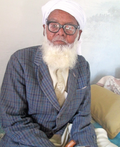 Haji Nazar Mohammad, in his late 90s, a resident who spent his childhood with the Hindus and Sikhs of the village