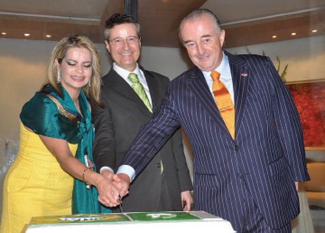 AMBASSADOR Claudio Lins and his wife Zu de Morais on Brazil&rsquo;s National Day, with the dean of the diplomatic corps, Argentine ambassador Rodolfo Martin Saravia.
