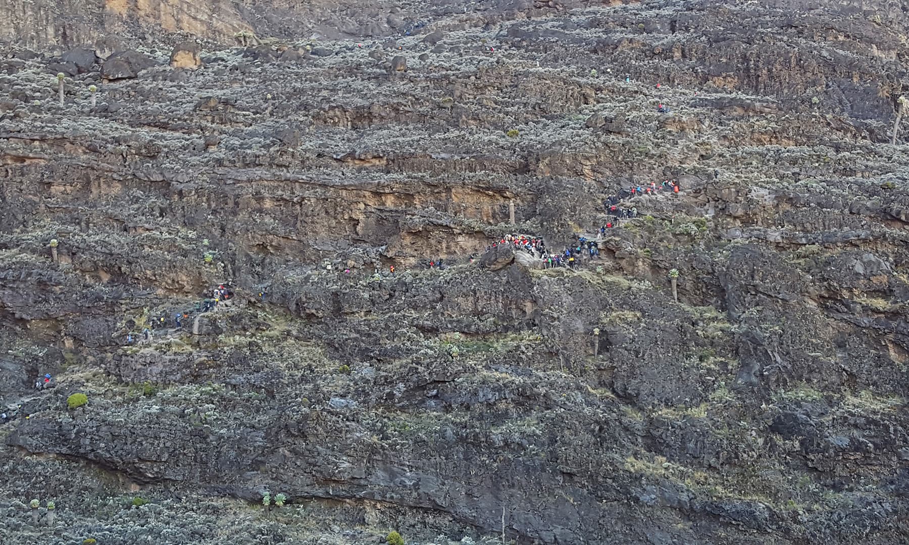 People going up the Barranco Wall.