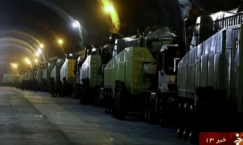 An image grab of Islamic Republic of Iran News Network reportedly shows missile launchers in an underground tunnel at an unknown location in Iran. —AFP