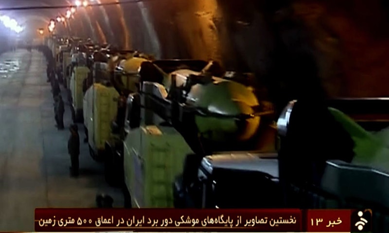 An image grab of Islamic Republic of Iran News Network reportedly shows missile launchers in an underground tunnel at an unknown location in Iran. —AFP