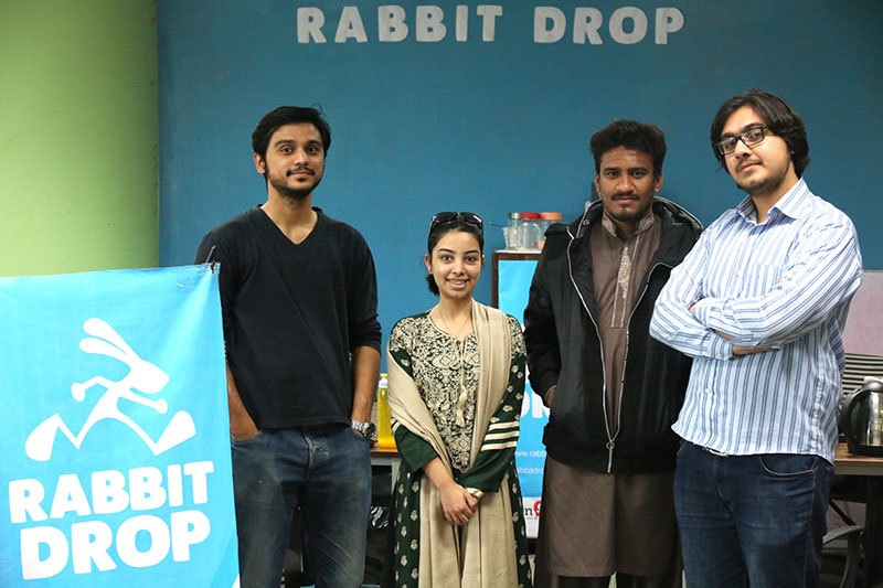 Rabbit Drop's Aitizaz Khan with his team.