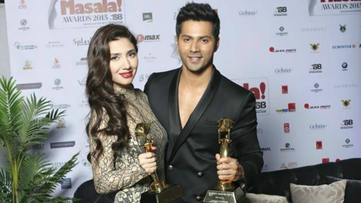 Mahira Khan has started making a name for herself across the border too now; here she is with Varun Dhawan at the Masala Awards this year  —Photo courtesy: Mahira Khan official Facebook page