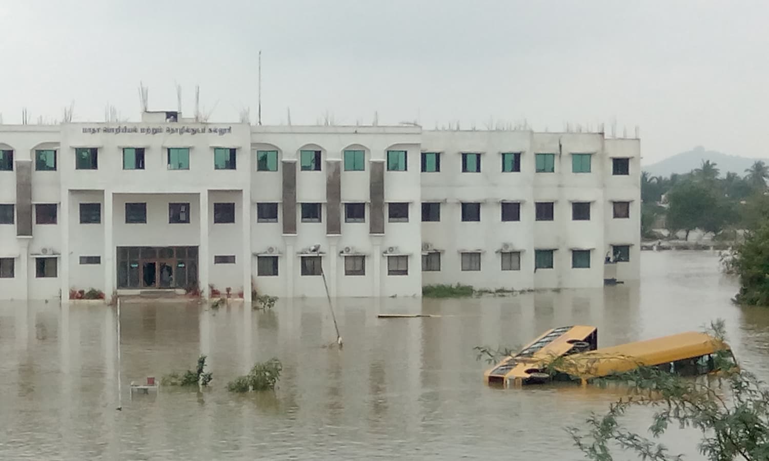 This Thursday, Dec. 3, 2015, photo, shows flooding near Madha Institute of Engineering and Technology in Chennai, India.  — AP