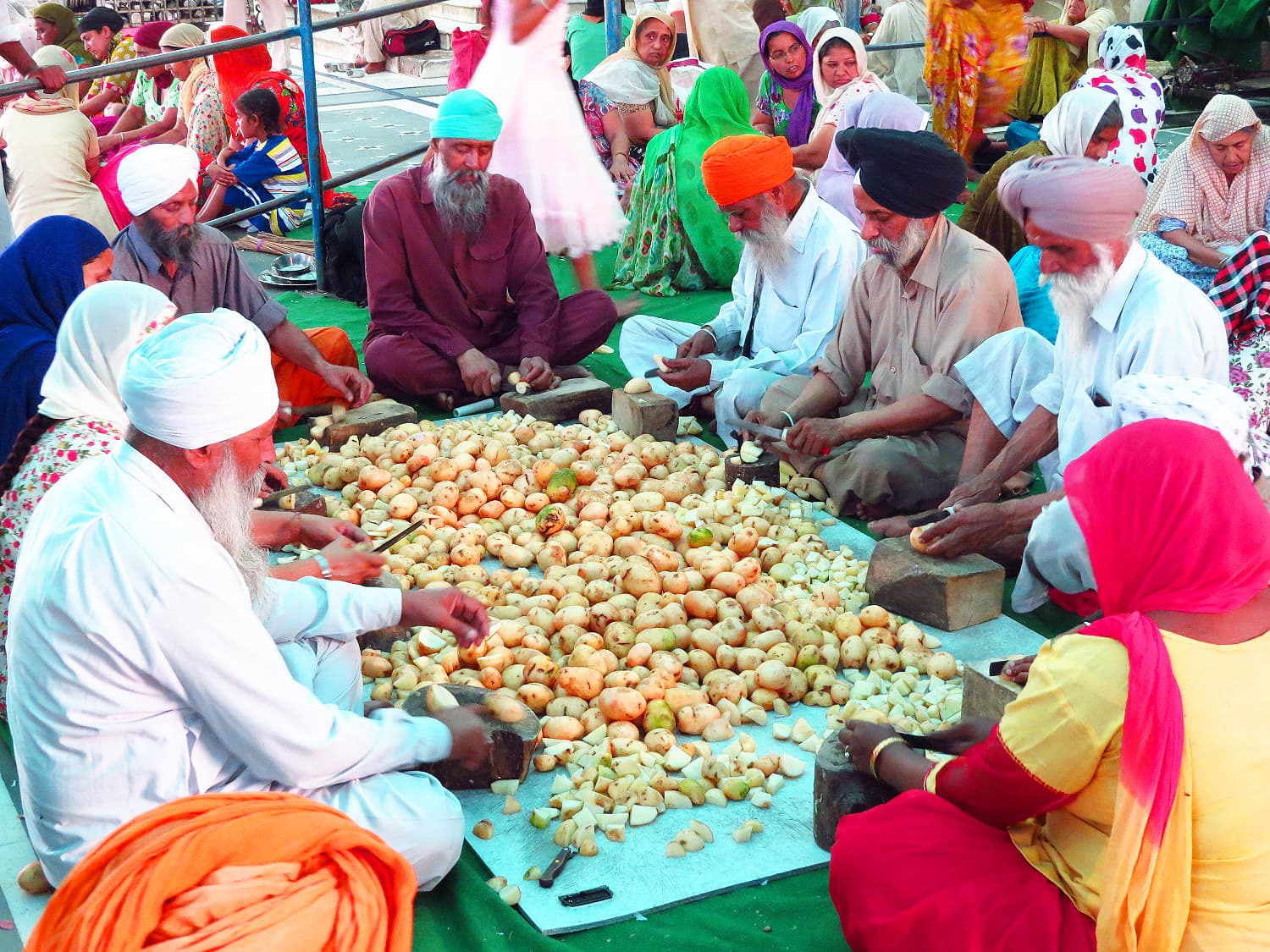 Sikhs preparing for food at the Golden Temple, Amritsar.