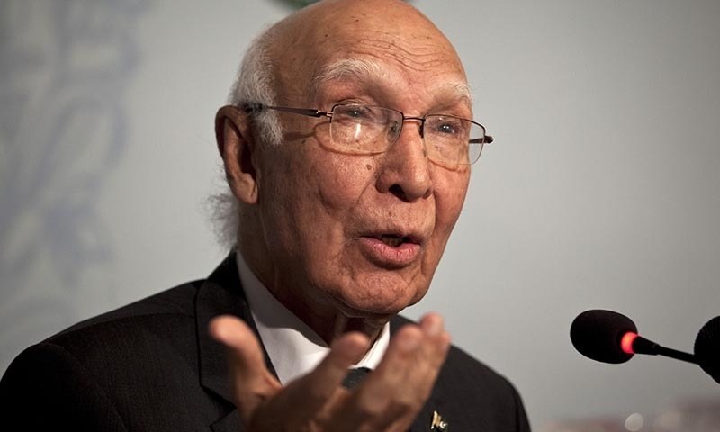 Sartaj Aziz was of the view that Pakistan took principled stance on all issues including those of  Middle East and Arab countries.─ AP/File