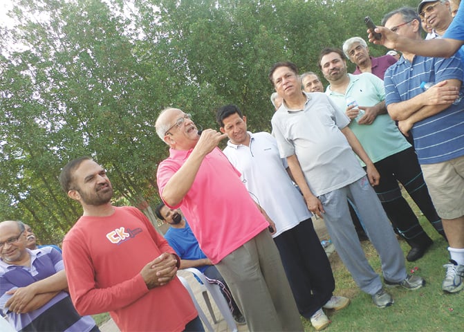 Parvez Rahim entertains his group with a song afterwards