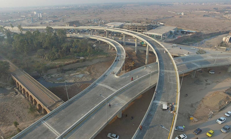 Bab-i-Peshawar flyover is the country’s second multi-level flyover. —Photo courtesy PTI