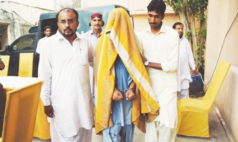 A Hizbut Tahrir suspect being brought to the CTD office in Karachi | Courtesy dawn.com