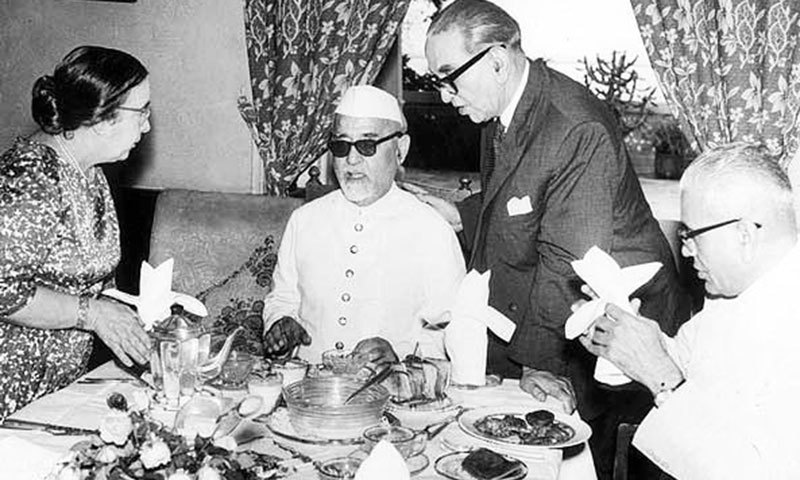 KA and Luba Hamied with his good friend Zakir Husain (second from left), who became President of India.