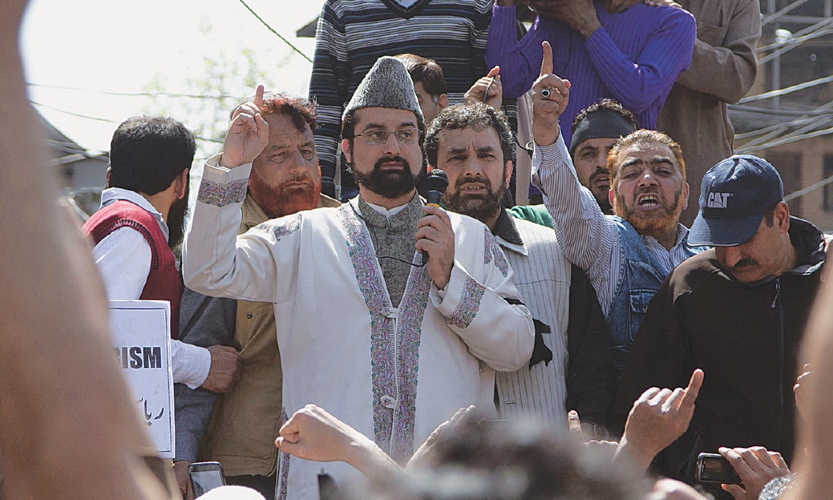 Kashmiri leader Mirwaiz Umar Farooq during a protest in Srinagar | Dar Yasin, AP