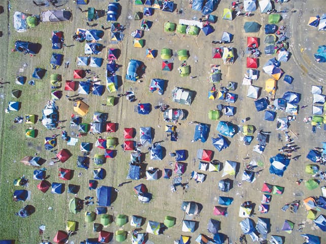 Idomeni (greece): Tents of refugees and migrants stand at the Greek-Macedonian border here on Thursday.—AP