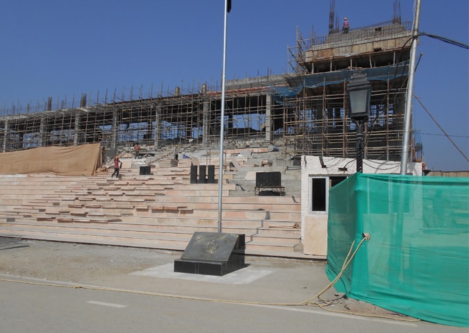 More seats are being built on the Indian side of the border for the increasing number of people who come to watch the jingoistic flag-lowering ceremony.