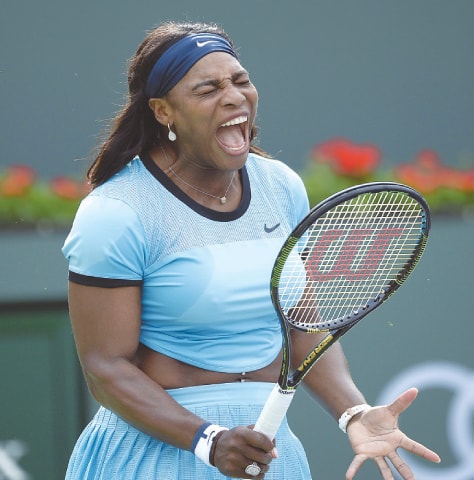 Serena Williams of the US reacts during her match against Kazakhstan&rsquo;s Yulia Putintseva.&mdash;AFP