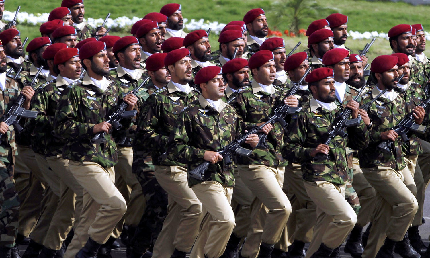 Special forces from the Special Services Group (SSG) march during the Pakistan Day military parade. ─ AP