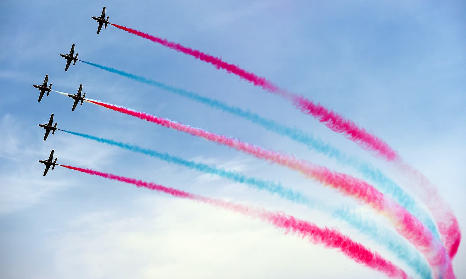 Pakistan Air Force Sherdils perform during the military parade. ─ AFP