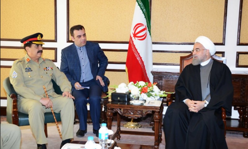 COAS Gen Raheel discussed matters of regional security with Iranian President Hassan Rouhani.—Photo: ISPR