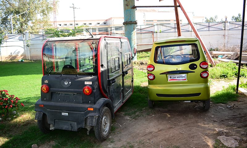 A prototype of the mini-cab, which can carry five people at a time. —Photo by the author