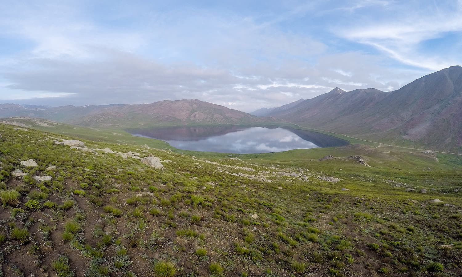 An early-morning view of Sheosar Lake.