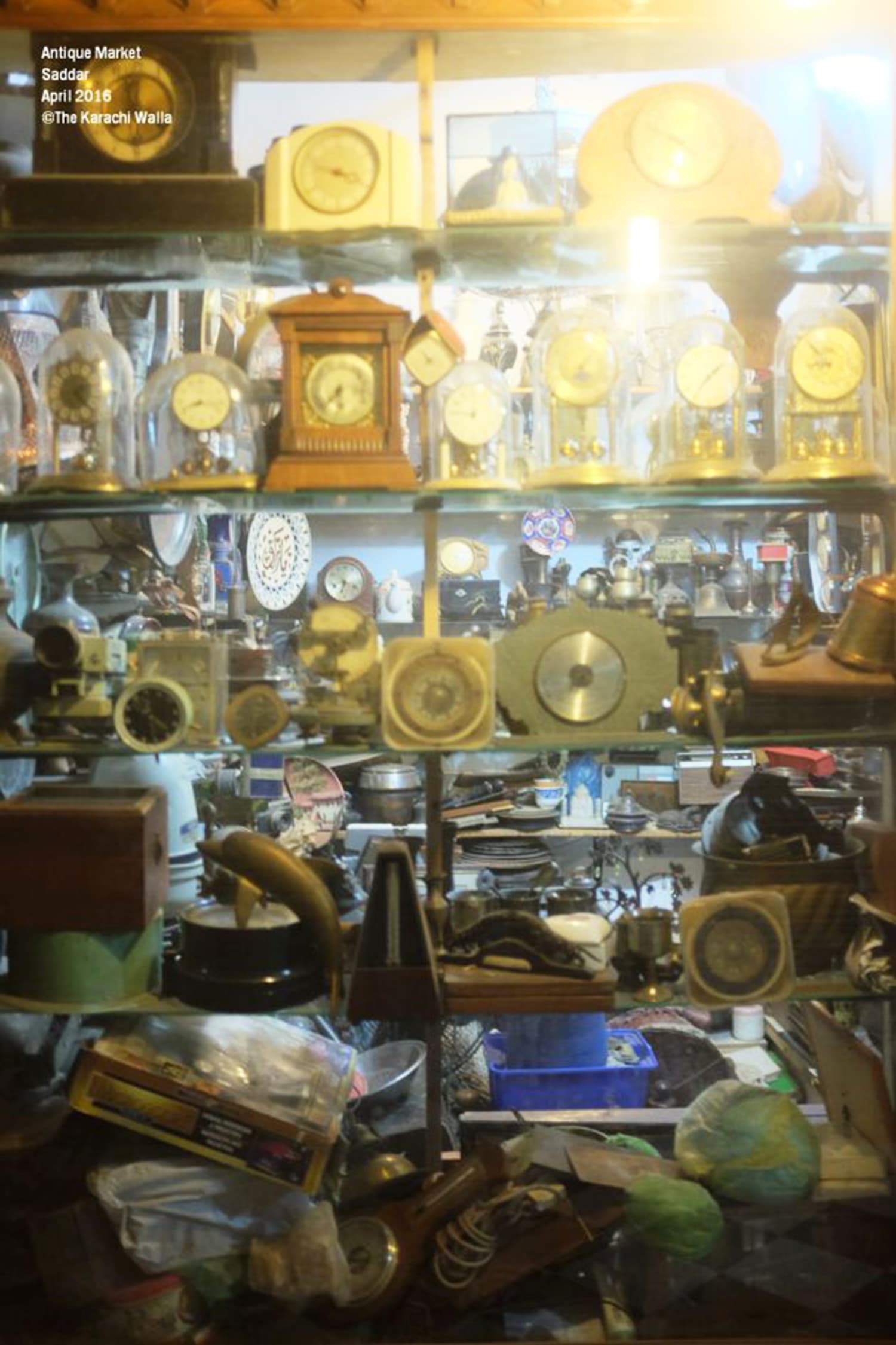 Almost all the shops have a collection of various sizes of clocks but most of them are not working.