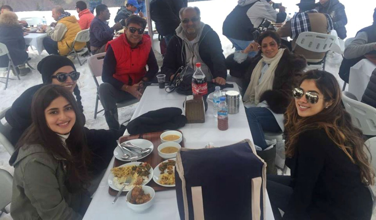 Adnan Siddiqui and Sajal Aly with the cast and crew of Mom during the film's shoot in Georgia