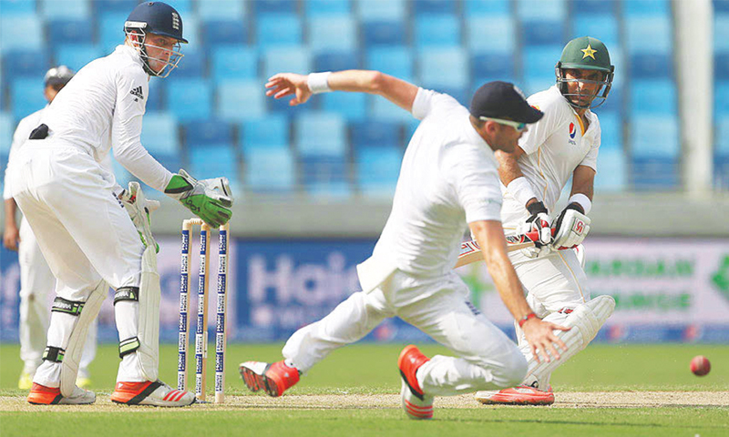 While batting during Pakistan&rsquo;s last Test series against England in Dubai
