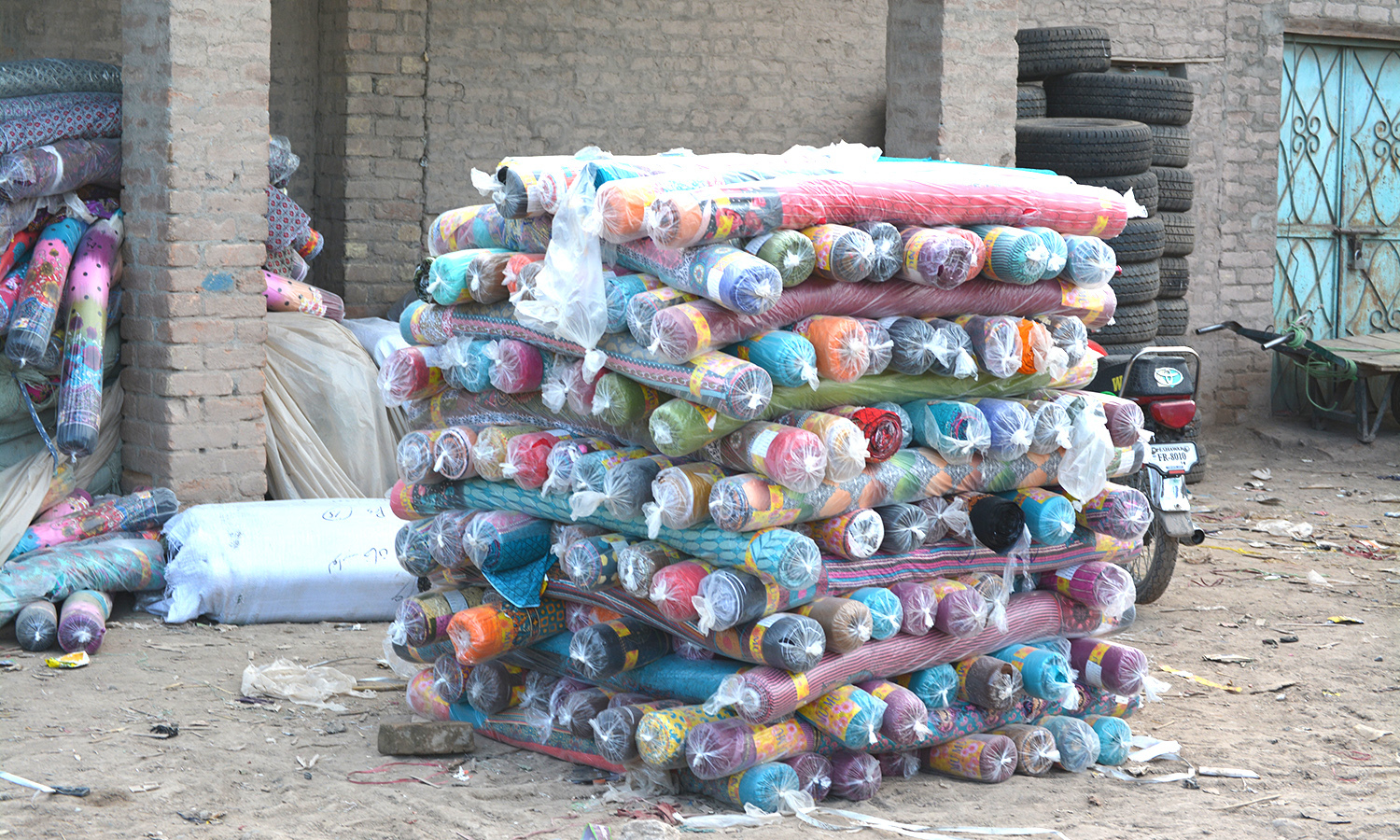 Goods piled up at Karkhano market