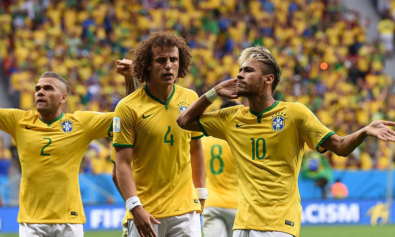 Brazilian footballer Neymar celebrates after scoring a goal. &mdash; AFP/File