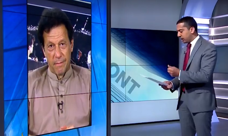 عمران خان نے الجزیرہ ٹی وی کو انٹرویو دیا &mdash; فوٹو : اسکرین شاٹ