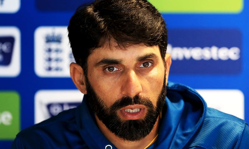 Misbah ul-Haq speaks during a press conference at  Edgbaston, Birmingham. — AP