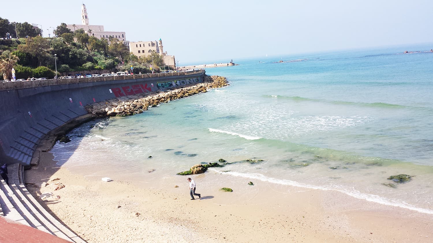 Soaking up the sun at Old Jaffa beach in Tel Aviv.