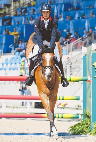 FRANCE&rsquo;S Thibaut Vallette on Qing Du Briot competes during the eventing jumping competition at the Olympic Equestrian Centre on Tuesday.&mdash;AFP