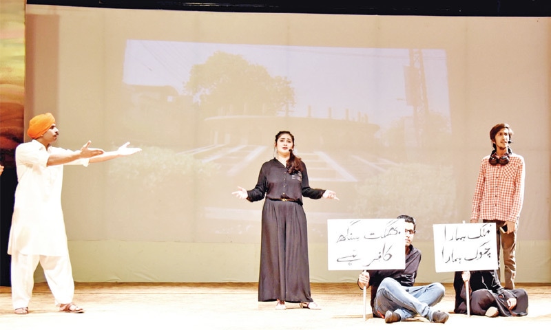 A scene from the play Indelible — Bhagat Singh staged at Lok Virsa. — Dawn A scene from the play Indelible — Bhagat Singh staged at Lok Virsa. — Dawn