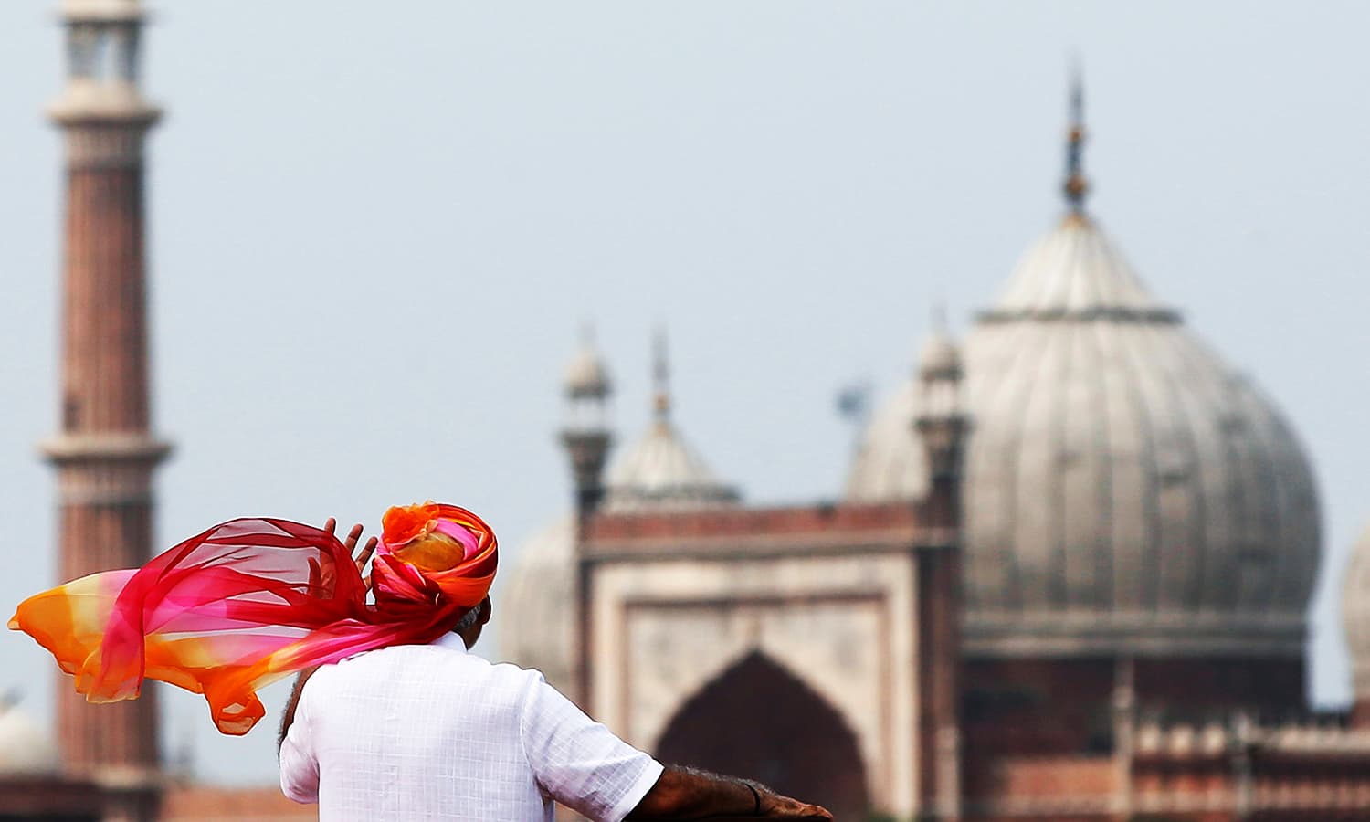 Indian Prime Minister Narendra Modi gestures as he addresses the nation from the historic Red Fort, during Independence Day celebrations in Delhi, India. ─ Reuters