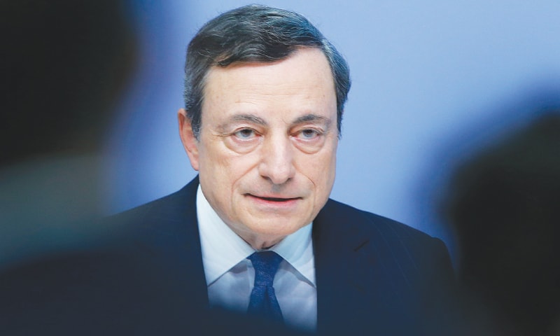 European Central Bank President Mario Draghi speaks during a news conference in Frankfurt, Germany, after a meeting of the governing council. The Federal Reserve, the European Central Bank and the Bank of Japan have pumped trillions of dollars into global financial markets and taken the radical step of pushing interest rates below zero in Europe  and Japan. But the results have been lacklustre.&mdash;AP file photo