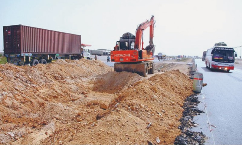 A view of construction work underway during development work in Hyderabad city ─ APP