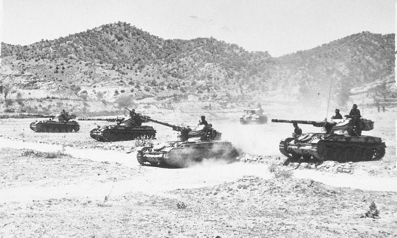 Armour on the move in Channab Sector during 1965 war. — Dawn File Photo