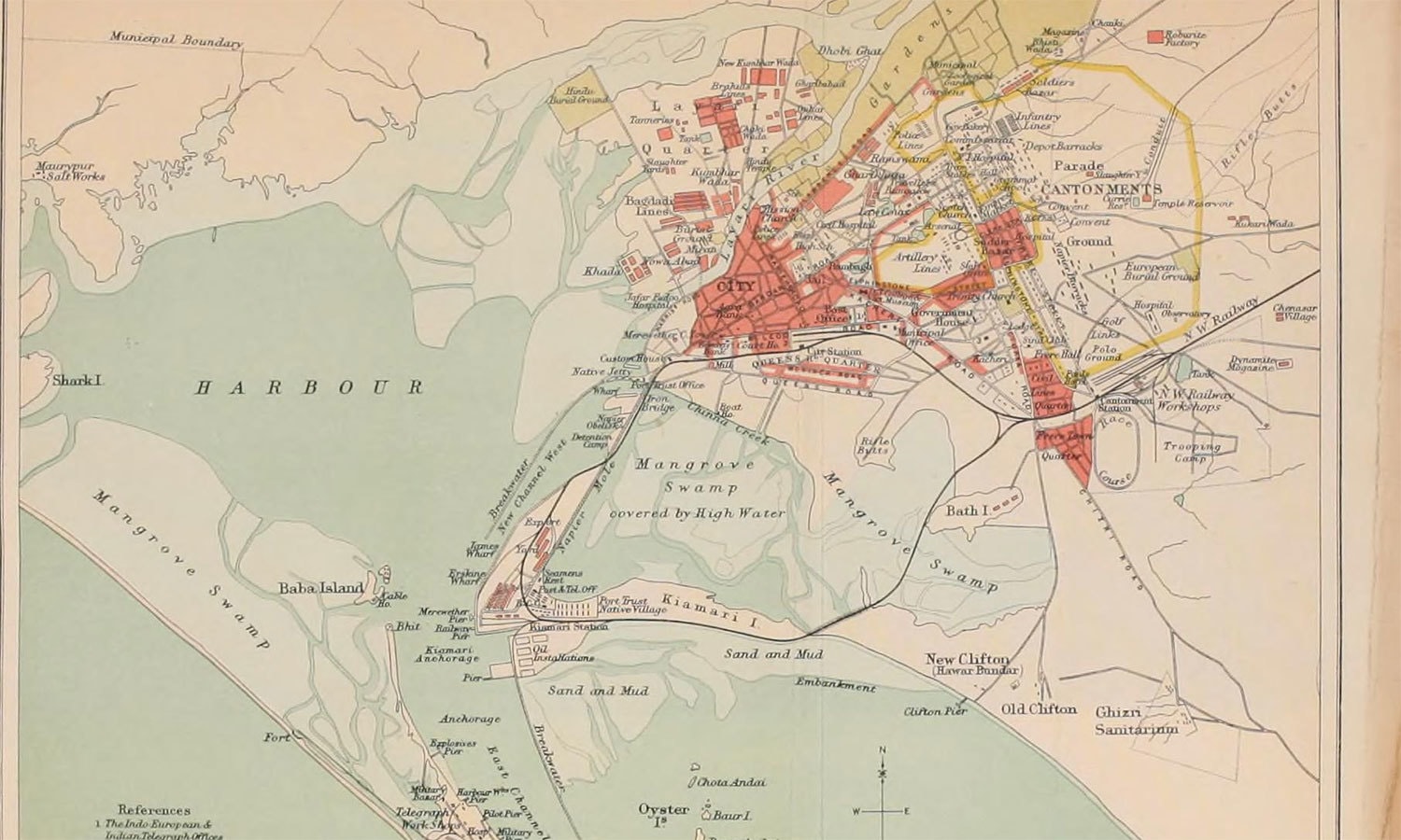 1911 کے کراچی کا نقشہ